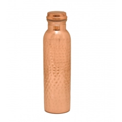 Generic Copper 1 Litre Water Bottle With Lacquer Hammered Design (Rose Gold)