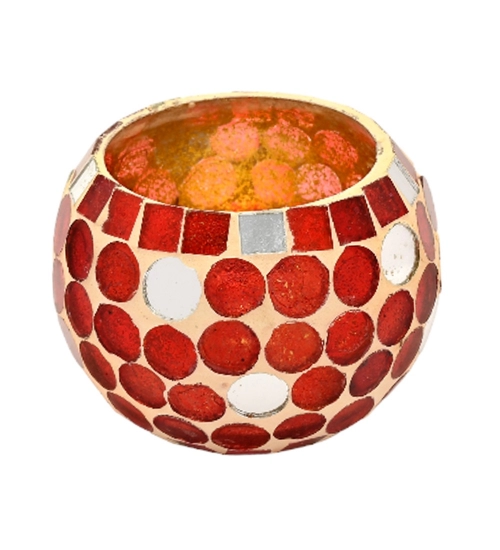Generic Glass Roli-Poli Tea Light Holder (Red)