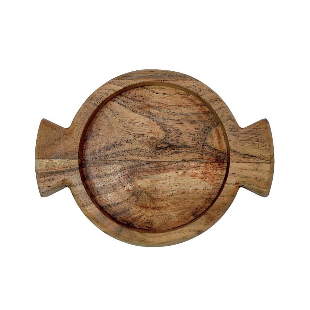 Generic Handmade Wooden Serving Platter With Double Handle (Brown) Generic Handmade Wooden Serving Platter With Double Handle (Brown)