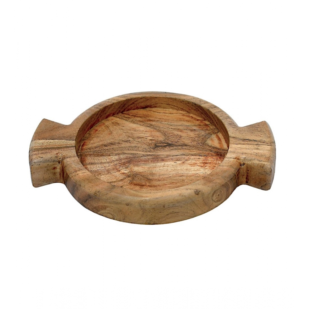 Generic Handmade Wooden Serving Platter With Double Handle (Brown) Generic Handmade Wooden Serving Platter With Double Handle (Brown)