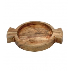 Generic Handmade Wooden Serving Platter With Double Handle (Brown)