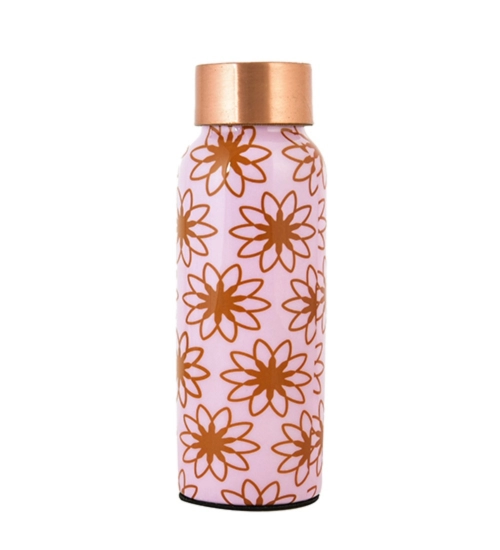 Generic Copper Aesthetic Pink Floral Water Bottle 500 Ml (Pink)