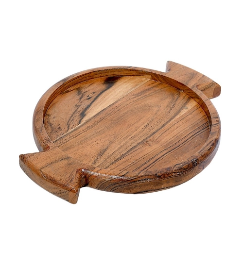 Generic Handmade Wooden Serving Platter With Double Handle (Brown) Generic Handmade Wooden Serving Platter With Double Handle (Brown)