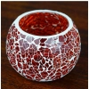 Generic Glass Crackle Tea Light Holder (Red)