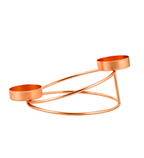Generic Metal Tea Light Candle Holder Stand For Home Decor (Rose Gold)