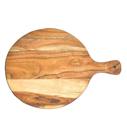 Generic Handmade Wooden Serving Platter With Double Handle (Brown)