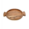 Generic Handmade Wooden Serving Platter With Double Handle (Brown)