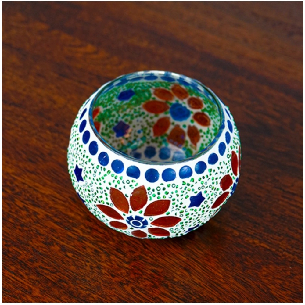 Generic Glass Mosaic Tea Light Holder (Multicolor)