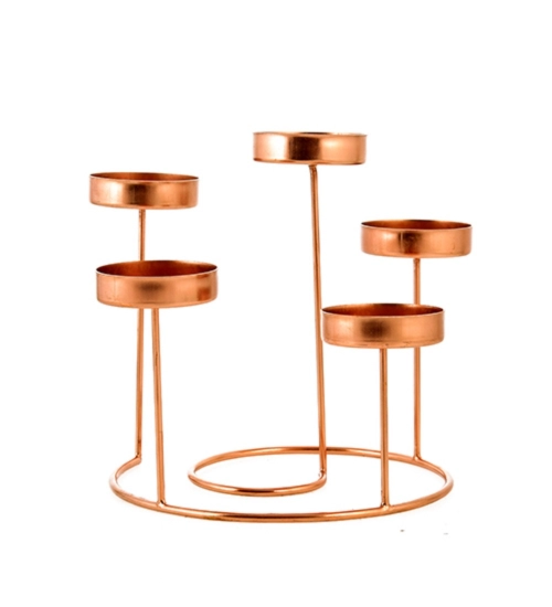 Generic Metal Tea Light Candle Holder Stand For Home Decor (Rose Gold)