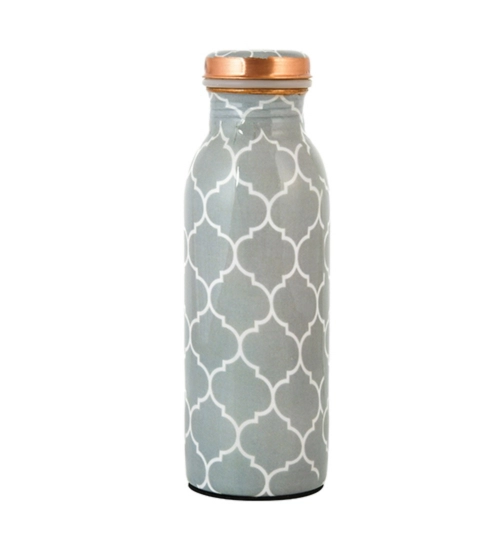 Generic Copper Block Printed Water Bottle 500Ml (Grey)