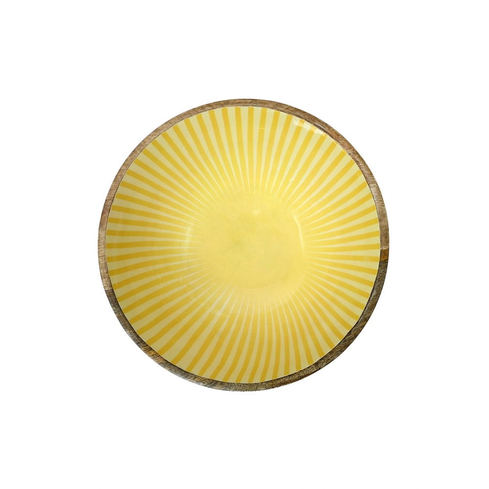 Generic Wooden Marigold Printed Serving Bowl (Yellow) Generic Wooden Marigold Printed Serving Bowl (Yellow)