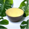 Generic Wooden Marigold Printed Serving Bowl (Yellow)