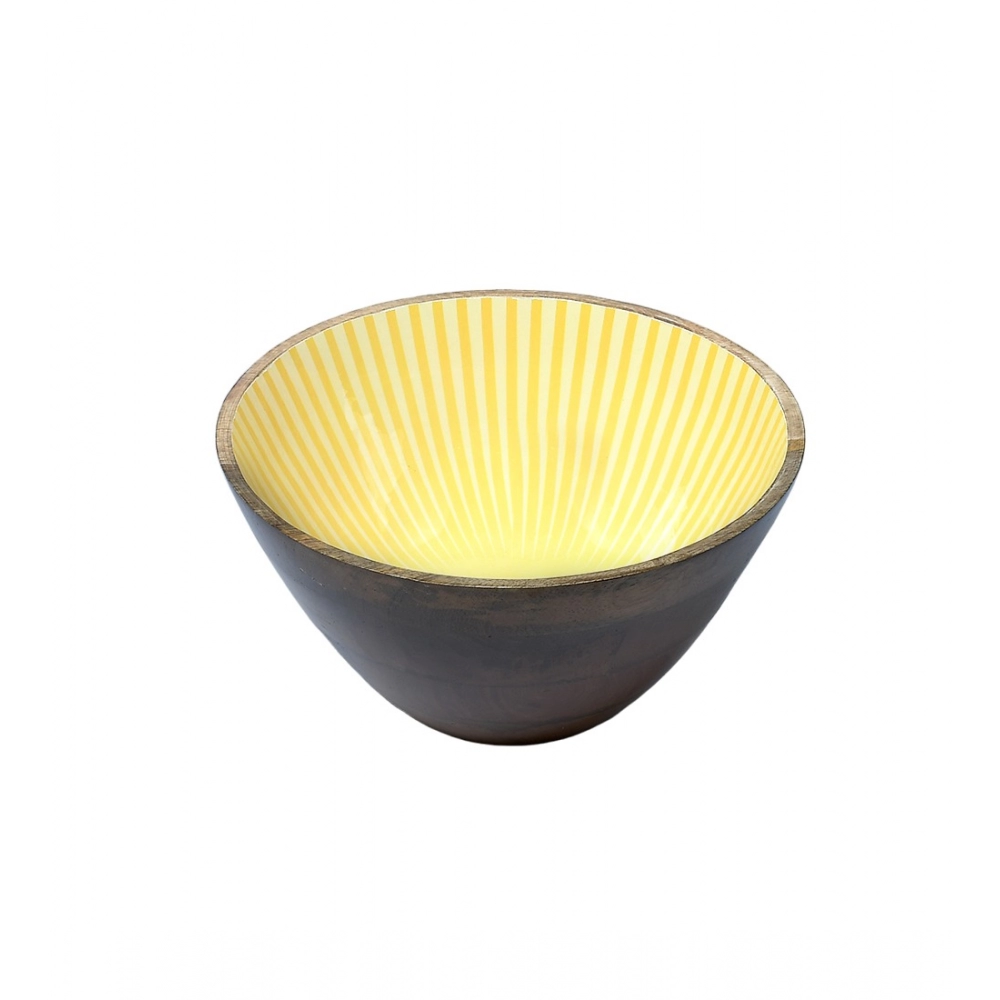 Generic Wooden Marigold Printed Serving Bowl (Yellow) Generic Wooden Marigold Printed Serving Bowl (Yellow)