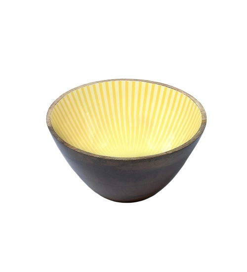 Generic Wooden Marigold Printed Serving Bowl (Yellow) Generic Wooden Marigold Printed Serving Bowl (Yellow)