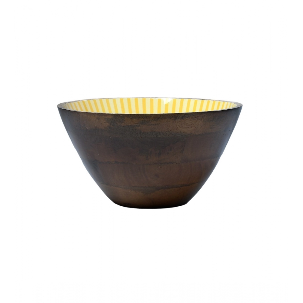 Generic Wooden Marigold Printed Serving Bowl (Yellow) Generic Wooden Marigold Printed Serving Bowl (Yellow)