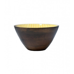 Generic Wooden Marigold Printed Serving Bowl (Yellow)