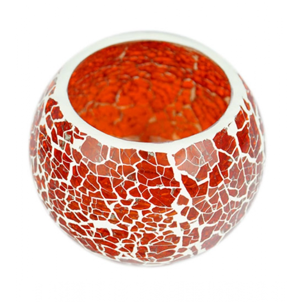 Generic Glass Crackle Tea Light Holder (Red) Generic Glass Crackle Tea Light Holder (Red)