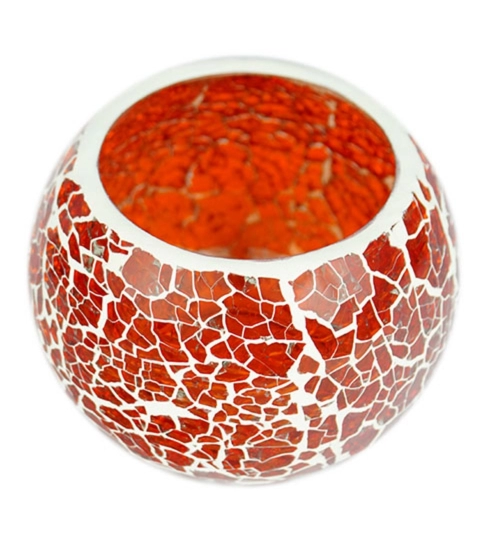 Generic Glass Crackle Tea Light Holder (Red) Generic Glass Crackle Tea Light Holder (Red)