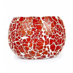 Generic Glass Crackle Tea Light Holder (Red)