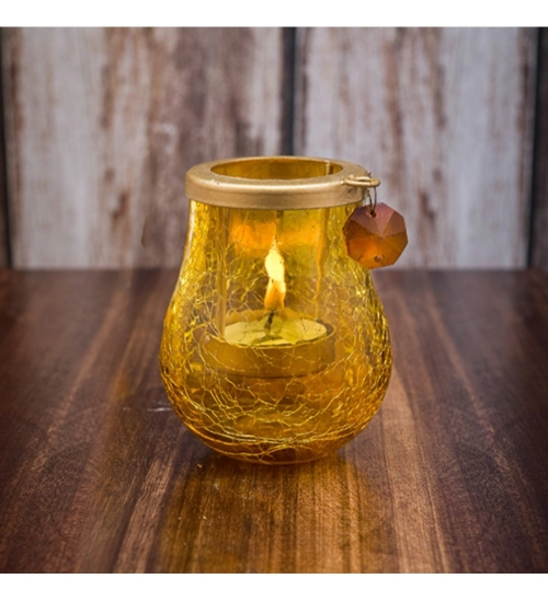 Generic Glass Matka Tea Light Holder (Yellow & Red) Generic Glass Matka Tea Light Holder (Yellow & Red)