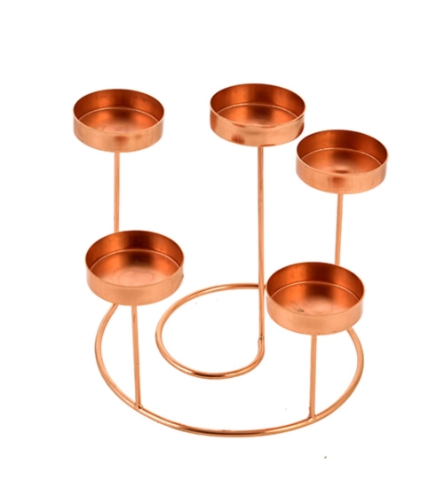 Generic Metal Tea Light Candle Holder Stand For Home Decor (Rose Gold)
