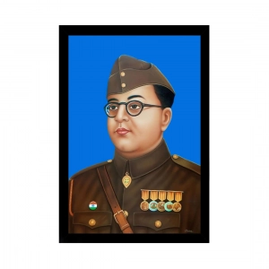 Generic Shubham Chandra Bose Painting with Synthetic Photo Frame (Multicolor)