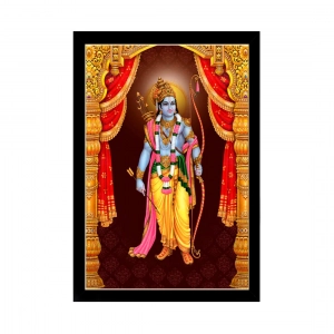 Generic Shree Ram Painting with Synthetic Photo Frame (Multicolor)