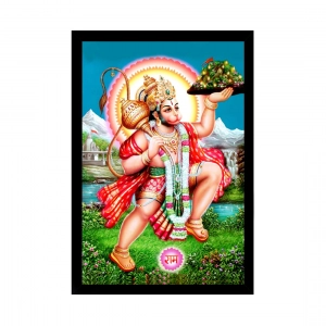 Generic Lord Hanuman Ji Painting with Synthetic Photo Frame (Multicolor)