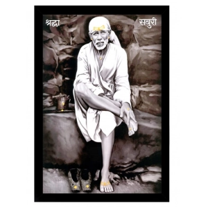 Generic Saibaba Painting with Synthetic Photo Frame (Multicolor)
