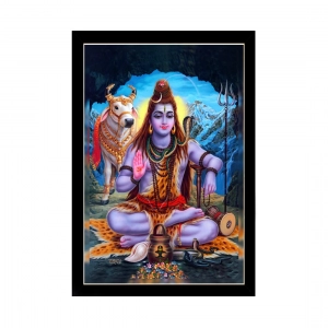 Generic Lord Shiva Painting with Synthetic Photo Frame (Multicolor)