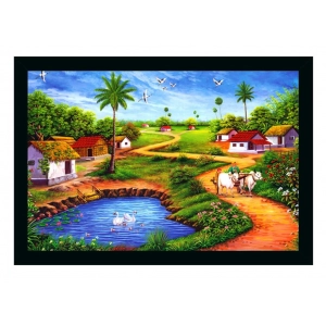 Generic Natural photo Painting with Synthetic Photo Frame (Multicolor)