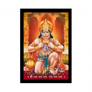 Generic Lord Hanuman Ji Painting with Synthetic Photo Frame (Multicolor)