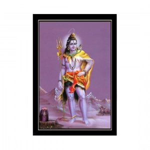 Generic Lord Shiva Painting with Synthetic Photo Frame (Multicolor)