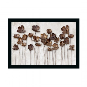 Generic Flower Painting with Synthetic Photo Frame (Multicolor)