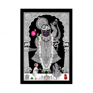 Generic Shrinathji Painting with Synthetic Photo Frame (Multicolor)