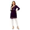 Generic Women's Casual 3-4 th Sleeve Embroidered Rayon Tunic Top (Purple)