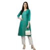 Generic Women's Casual 3-4 th Sleeve Embroidery Cotton Kurti (Light Green)