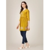 Generic Women's Casual 3-4 th Sleeve Embroidered Rayon Tunic Top (Mustard)