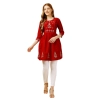 Generic Women's Casual 3-4 th Sleeve Embroidered Rayon Tunic Top (Red)