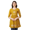 Generic Women's Casual 3-4 th Sleeve Embroidered Rayon Tunic Top (Mustard)