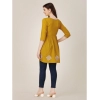 Generic Women's Casual 3-4 th Sleeve Embroidered Rayon Tunic Top (Mustard)