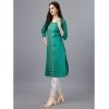 Generic Women's Casual 3-4 th Sleeve Embroidery Cotton Kurti (Light Green)