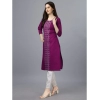 Generic Women's Casual 3-4 th Sleeve Embroidery Cotton Kurti (Purple)