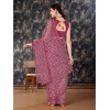 Generic Women's Linen Zig Zag Saree With Unstitched Blouse (Purple, 5-6 Mtrs)