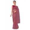 Generic Women's Linen Zig Zag Saree With Unstitched Blouse (Purple, 5-6 Mtrs)