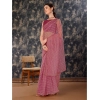 Generic Women's Linen Line Saree With Unstitched Blouse (Purple, 5-6 Mtrs)