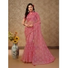 Generic Women's Linen Gola Printed Saree With Unstitched Blouse (Light Pink, 5-6 Mtrs)