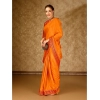 Generic Women's Vichitra Swiroshki Butta Saree With Unstitched Blouse (Yellow, 5-6 Mtrs)