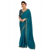 Generic Women's Vichitra Swiroshki Butta Saree With Unstitched Blouse (Blue, 5-6 Mtrs)