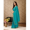 Generic Women's Vichitra Swiroshki Butta Saree With Unstitched Blouse (Teal Blue, 5-6 Mtrs)